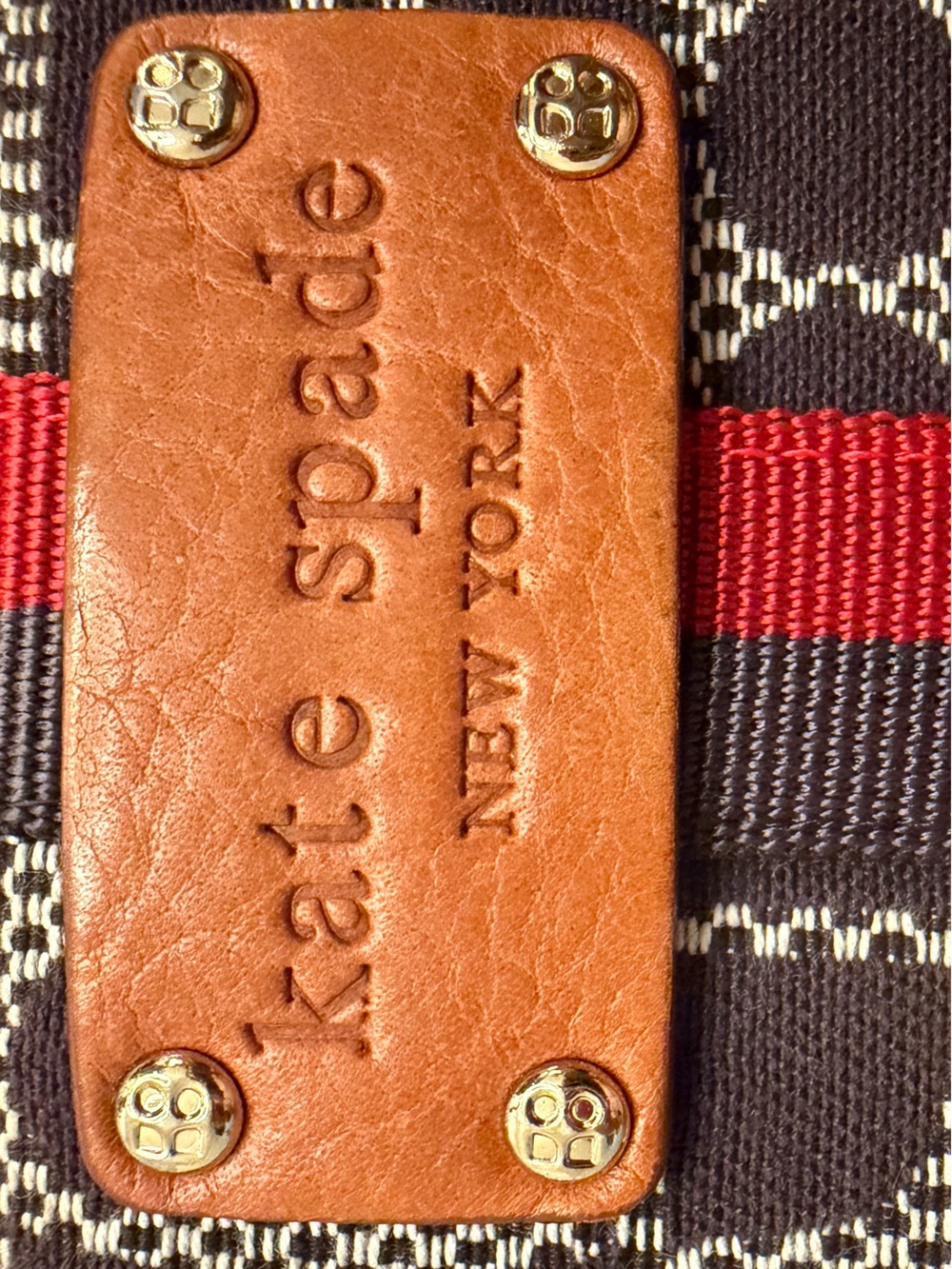 kate spade Black, Red and Brown Striped Wallet